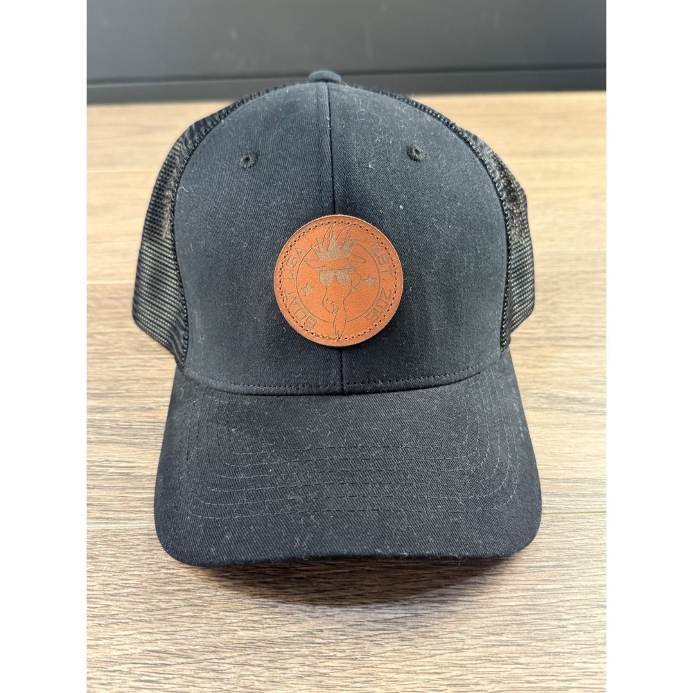 GOAT USA Black Trucker Hat Leather Patch Logo One Size NWT Lacrosse Athleisure
